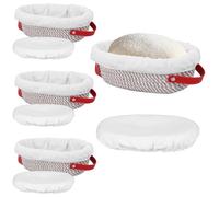 Lot de 4 corbeilles à pain banneton avec doublure et couvertures, 26 × 14 × 9,5 cm, ovale, corbeilles à pain en rotin faites à la main, meilleurs cadeaux pour maman