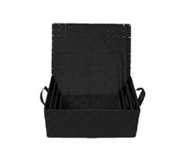 Toilinux - Lot de 4 Corbeilles avec sangles et couvercles en Polypropylène - Noir - Housebox Noir G