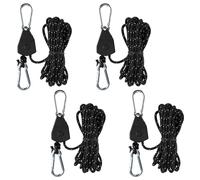 Lot de 4 cordes à cliquet réglables de 4 m avec tendeur de corde, 4 mm, tendeurs de tente légers, à cliquet réglables avec crochets, pour tentes de camping, auvents (noir)