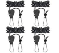 Lot de 4 cordes à cliquet réglables de 4 mm - 5 m - Avec tendeur de câble - Suspension à cliquet réglable - Corde de haubans réfléchissantes pour voile d'ombrage, marquise, marquise, pique-nique