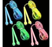 Lot de 4 cordes à sauter lumineuses avec LED, trois modes d'éclairage, corde à sauter, corde à sauter, longueur réglable pour le sport, le fitness, les activités de plein air