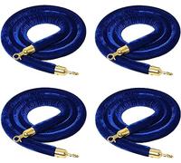 Lot de 4 cordes de barrière bleues, séparateur de file d'attente de 0,9 m pour mariages, hôtels, concerts, théâtres, salons de l'automobile - Corde de contrôle de foule