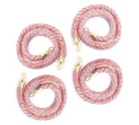 Lot de 4 cordes de barrière en nylon torsadé rose avec crochets dorés for le contrôle des foules(122cm)