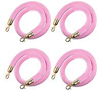 Lot de 4 cordes de barrière rose 60-305 cm avec crochet doré Idéal pour les théâtres, événements, hôtels et grandes ouvertures
