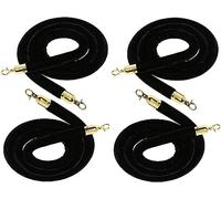 Lot de 4 cordes de contrôle de foule, corde de barrière noire pour séparateurs de file d'attente, idéale pour les mariages, les hôtels, les concerts, les théâtres et les salons de l'automobile - 0,9 m