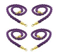 Lot de 4 cordes tressées violettes for poteaux - Corde de barrière de contrôle des foules de 3 à 9 pieds for la gestion des événements et l'organisation des files d'attente(305cm)
