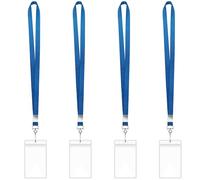 Lot de 4 cordons tour de cou avec 4 porte-badges, porte-cartes, porte-badges, nom transparent et cordon de bureau
