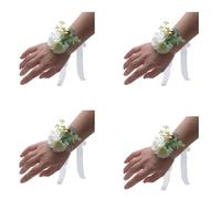 Lot de 4 corsages de roses pour mariée, décoration de main, demoiselle d'honneur, remise de diplôme, fête, cérémonie, etc, 乳白色