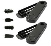 Lot de 4 cotons-tiges réutilisables, lavables et portables en silicone, à double pointe pour le maquillage, le nettoyage des oreilles, le traitement de beauté avec 2 étuis anti-poussière - Noir