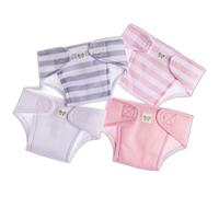 JC Toys Lot de 4 Couches pour poupées de 36 à 43 cm, lavables et réutilisables, Multicolore Rose, idéal pour Jouer, conçu en Espagne par Berenguer, +2 Ans, 81003