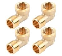 Lot de 4 Coudes en Laiton - 90°, 1/2" IG/AG en Laiton, Brass Elbow Connector 90°, 1/2" Internal and External Thread, Raccord Plomberie pour Eau Chaude/Froide