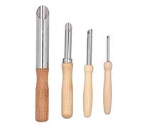Lot de 4 coupe-trous circulaires en argile, outils de sculpture en acier inoxydable avec manche en bois, outils et fournitures de poterie pour percer et sculpter