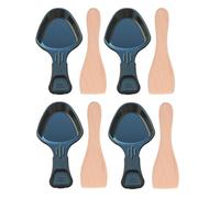 SOS Accessoire Lot de 4 coupelles à raclette et 4 pelles en bois pour Poêlon, spatule raclette Raclette, gril, Wok AS306001, AS306003 TEFAL