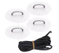 Lot de 4 coussinets gonflables en D pour bateau gonflable, boucle fixe marine avec cordon élastique, matériau PVC de haute qualité pour bateau gonflable en PVC, radeau, dériveur, (tache blanche)