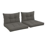 Lot De 4 Coussins Assises Dossiers Fauteuils De Jardin - Effet Capitonné - Polyester Anthracite