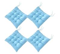 Lot de 4 Coussins Chaise carrés avec Attaches, colorés for Salle à Manger, Jardin, Cuisine, Bureau, école, 40,6 x, cm(Blue)