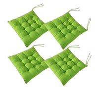 Lot de 4 Coussins Chaise carrés avec Attaches, colorés for Salle à Manger, Jardin, Cuisine, Bureau, école, 40,6 x, cm(Green)