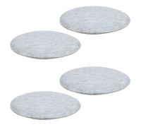 Lot de 4 coussins d'assise LESLIE, galettes de chaises en feutre gris de format rond avec picots antidérapants en caoutchouc