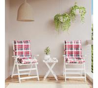 vidaXL Lot de 6 Coussins de Chaise à Dossier Bas, Galette de Siège Imperméable, Coussin d'Extérieur Anti-glissement Jardin Terrasse, Motif Carreaux Rouge