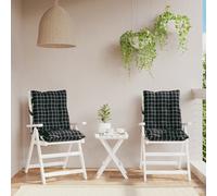 vidaXL Lot de 4 Coussins de Chaise à Dossier Bas, Galette de Siège Imperméable, Coussin d'Extérieur Anti-Glissement Jardin Terrasse, Motif à Carreaux Noir