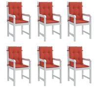 Lot de 6 Coussins de Chaise à Dossier Bas, Oreillers de Balcon, Coussins de Sièges Patio Jardin Terrasse Extérieur, 4002453
