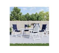 vidaXL Lot de 4 coussins de chaise à dossier haut – Imperméables antidérapants – Bleu marine