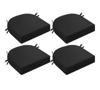 Lot de 4 coussins de chaise amovibles, imperméables, antidérapants, lavables, pour chaises de bureau et de salle à manger, noir, 43 x 43 x 5 cm, parfaits pour jardin et terrasse