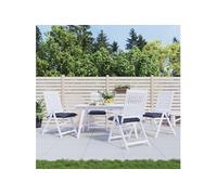 vidaXL Lot de 4 Coussins de Chaise, Coussin de Siège, Coussin de Meuble de Jardin Terrasse Extérieur Intérieur, Bleu Marine Tissu Oxford