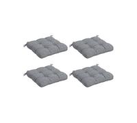 Lot de 4 coussins de chaise de jardin avec attaches gris