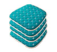 Lot de 4 coussins de chaise de salle à manger antidérapants en forme de U avec attaches 45,7 x 45,7 cm Motif écossais Turquoise