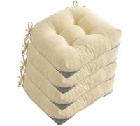 Lot de 4 coussins de chaise de salle à manger extra épais pour salle à manger et cuisine antidérapants avec sangles 40 x 40 cm en forme de U jaune clair pour plus de confort et de style