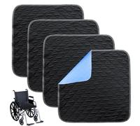 Lot de 4 coussins de chaise d'incontinence lavables - 50 x 50 cm - Imperméables et absorbants - Pour fauteuil roulant, voiture, canapé - Noir