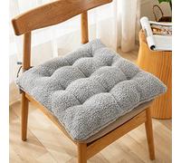 Lot de 4 Coussins de Chaise Épais en Peluche pour Chaise de Bureau Coussins de Siège Antidérapants en Polyester Sherpa pour Cuisine Et Salle à Manger avec Attaches