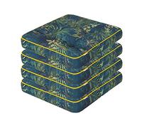 Lot de 4 coussins de chaise rembourrés , pour chaise, banc, tabouret - Confortable - 49 x 47 cm - Herbes Vertes