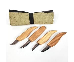 Lot de 4 couteaux de sculpture dans un étui Beaver Craft
