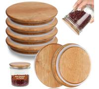 Lot de 4 Couvercles Apté à Le Parfait Bois 100 mm Avec Joint en Caoutchouc Bocaux Couvercle Acacia pour Bocaux Le Parfait Terrine 500 750 1000ml Super Jar 3L Familia Wiss Terrine 350 500 750 1000ml