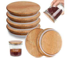 Lot de 4 Couvercles Apté à Le Parfait Bois 100 mm Avec Joint en Caoutchouc Bocaux Couvercle Acacia pour Bocaux Le Parfait Terrine 500 750 1000ml Super Jar 3L Familia Wiss Terrine 350 500 750 1000ml
