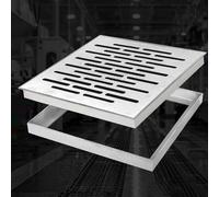 Lot de 4 couvercles de grille de vidange carrés robustes pour sols en béton, allée et cour, couvercles d'égout d'extérieur pour garage, ferme, jardin, chemins (80 x 50 cm)