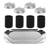 Lot de 4 couvercles en verre à germination en acier inoxydable 304 avec gaine occultante pour bocaux Mason à col large et pousses - Kit de culture de microgreens - Anti-rouille - Évacuation efficace