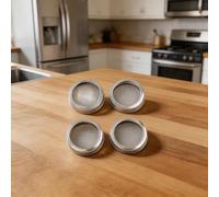 Lot de 4 couvercles ventilés en acier inoxydable - Maille fine pour haricots mungo, herbe de blé, microgreens de cuisine, jardinage - Diamètre 7 cm