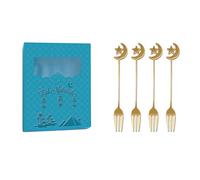 Lot de 4 couverts élégants en acier inoxydable pour la salle à manger, cuillères à mélanger et fourchettes pratiques pour l'Aïd et les fêtes de fin d'année, cuillères à café
