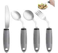 Lot de 4 Couverts Lestés Ergonomiques à 45° pour Tremblements des Mains, Parkinson, Personnes Âgées, Droitiers