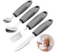 Lot de 4 couverts Parkinson, couverts adaptatifs avec poignée épaisse, facile à saisir, couverts ergonomiques pour personnes handicapées, arthrite, parkinsons, personnes âgées ou personnes souffrant