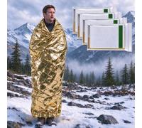 Lot de 4 couvertures de survie réutilisables 210x160 cm - Thermique, imperméable, résistante et durable - Pour urgence, randonnée, camping, marathons, premiers secours et survie en extérieur