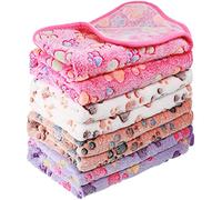 Lot de 4 couvertures en Polaire à imprimé de Pattes pour Chien et Chat de Petite et Moyenne Taille - Tapis de Sommeil Doux et Chaud pour Cage de Cochon d'Inde (Blanc, café, Rose, Violet, Taille S)
