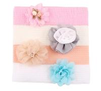 Lot de 4 couvre-chefs pour enfants avec breloque fleur pour bébé, protection fontanelle, accessoires pour séances photo