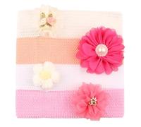 Lot de 4 couvre-chefs pour enfants avec breloque fleur pour bébé, protection fontanelle, accessoires pour séances photo