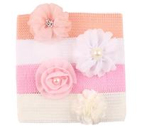 Lot de 4 couvre-chefs pour enfants avec breloque fleur pour bébé, protection fontanelle, accessoires pour séances photo