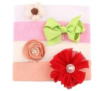 Lot de 4 couvre-chefs pour enfants avec breloque fleur pour bébé, protection fontanelle, accessoires pour séances photo