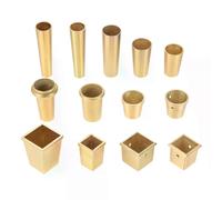 Lot de 4 couvre-pieds de meubles en cuivre massif, embout en laiton brossé, pour table, chaise, cylindre/cône